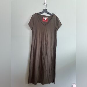 C&C California Olive 100% Cotton Tee Shirt Maxi Summer Beach Dress SZ L